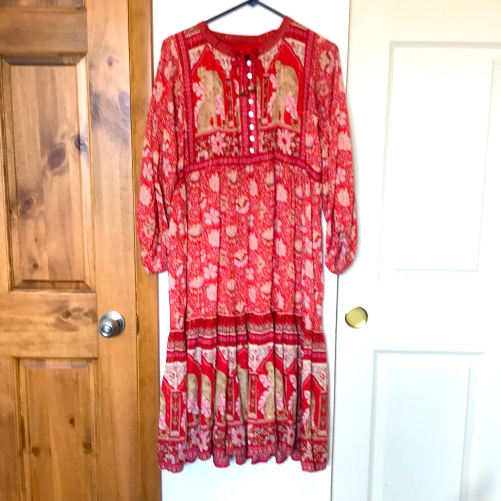Spell and Gypsy Collective Poinciana Maxi Dress in Cherry.